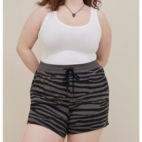 Torrid lovesick French terry tiger stripe grey pull on shorts - Picture 2 of 10